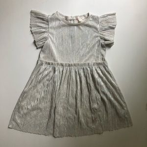Crewcuts flutter sleeve silver shimmer girls dress size 6